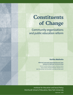 Mediratta, K. (2004). Constituents of Change: Community Organizations and Public Education Reform . New York University Institute for Education and Social Policy.