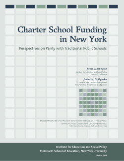 Jacobowitz, R. Gyurko, J. (2004). Charter School Funding in New York: Perspectives on Parity with Traditional Public Schools . New York University Institute for Education and Social Policy.
