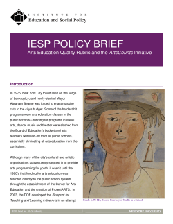 Arts Education Quality Rubric and the ArtsCounts Initiative