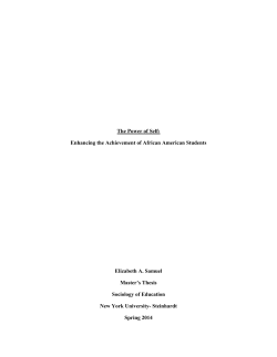 The Power of Self: Enhancing the Achievement of African American Students
