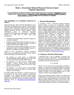 Ruth L. Kirschstein National Research Service Award (NRSA) Payback Agreement