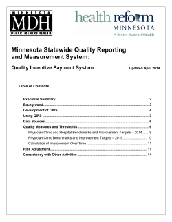 Minnesota Statewide Quality Reporting and Measurement System: Quality Incentive Payment System - April 2014 (PDF: 306KB/14 pages)