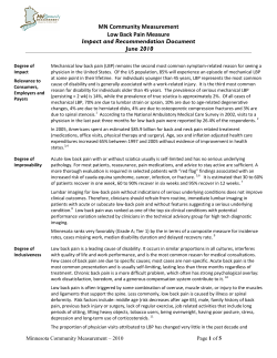 Low Back Pain Measure - Impact and Recommendation Document (PDF: 347KB/5 pages)