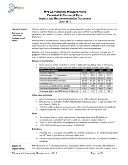 Prenatal and Perinatal Care - Impact and Recommendation Document (PDF: 184KB/8 pages)