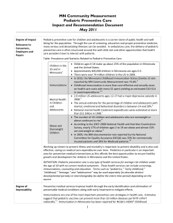 Pediatric Preventive Care &ndash; Impact and Recommendation Document (PDF: 198KB/8 pages)