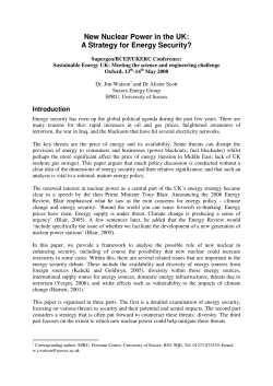 New Nuclear Power in the UK: A Strategy for Energy Security?