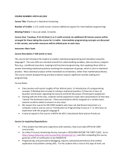 Practicum in Statistical Computing ( strongly recommended for MS-A3SR students)