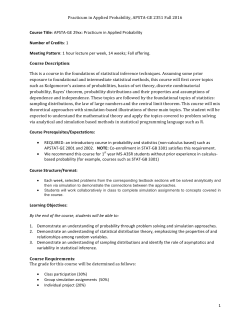 Practicum in Applied Probability