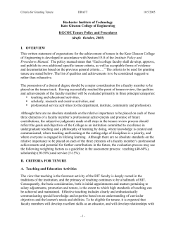 KGCOE Tenure Policy Procedures - Draft
