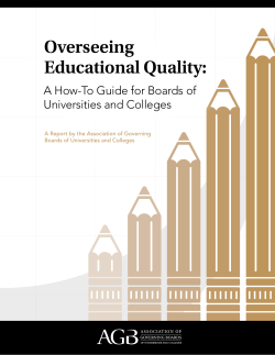 Overseeing Educational Quality: A How-To Guide for Boards of Universities and Colleges