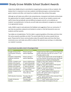 Shady Grove Middle School Student Awards