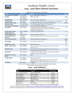 2015 - 2016 After School Activities