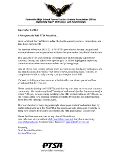 A Note from the PHS PTSA President, September 3, 2015