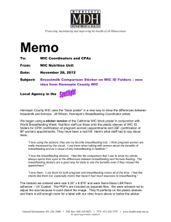 Breastmilk Comparison Sticker on WIC ID Folders &ndash; new idea from Hennepin County WIC PDF: 210KB/2 pages)- 11/28/12