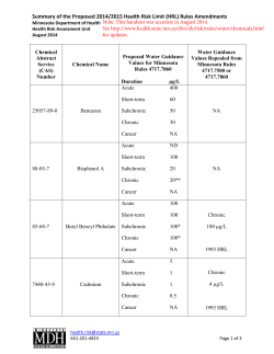 Summary of the Proposed 2014/2015 Health Risk Limit (HRL) Rules Amendments (PDF)