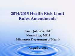 2014/2015 Health Risk Limit Rule Amendments (PDF)