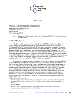 Steve Risotto for American Chemistry Council on Trichloroethylene: Supplement to Comment on the Draft Toxicological Profile for Trichloroethylene (PDF)