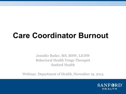 Care Coordinator Burnout, Jennifer Butler, MSW, LICSW,