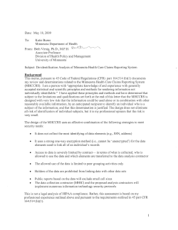De-identification Analysis of Minnesota Health Care Claims Reporting System (PDF)