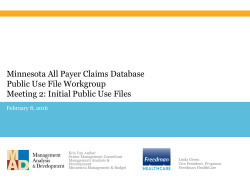 MN APCD Presentation Slides with Agenda for February 8, 2016 (PDF)