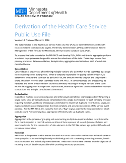 Derivation of the Health Care Services PUF (PDF)
