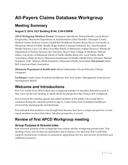 APCD Workgroup Meeting 2 Minutes - August 8, 2014 (PDF)