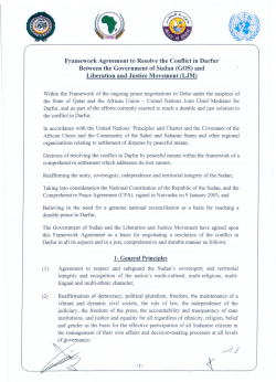 Framework Agreement to Resolve the Conflict Between the Government of Sudan (GOS) and the Liberation and Justice Movement (LJM)