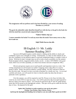 IB English HL 1 - Grade 11 - Assignment