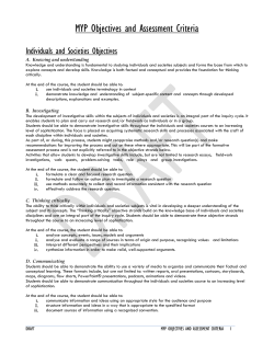 Individuals and Society (History) Objectives