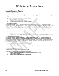 Language Aquisition (World Languages) Objectives