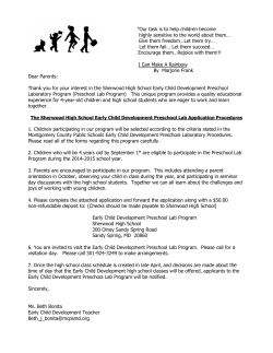 2014 Preschool Application