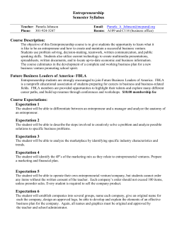 Entrepreneurship Syllabus