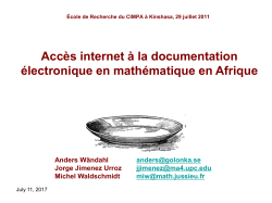 Acc&egrave;s internet &agrave; la documentation &eacute;lectronique en math&eacute;matique en Afrique