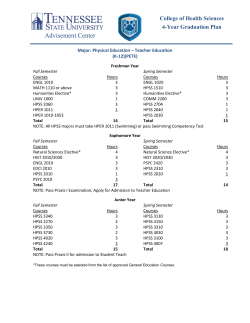 Human Performance and Sport Sciences: Physical Education with Teacher Certification for Grades 7 - 12