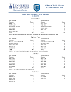 Human Performance and Sport Sciences: Health Education with Teacher Certification for Grades 7 - 12