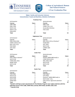 Family and Consumer Sciences: Foods and Nutrition, Dietetics