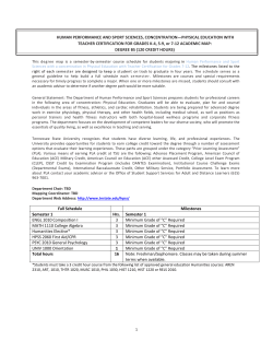 Human Performance and Sport Sciences: Physical Education with Teacher Certification for Grades K-4, 5-9 or 7 - 12