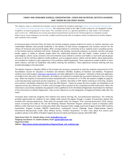 Family and Consumer Sciences: Foods and Nutrition, Dietetics