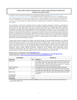 Agricultural Sciences: Animal Science Emphasis