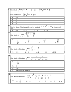 Calculus I Short Form