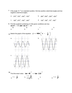 Pre Calculus II Short Form A