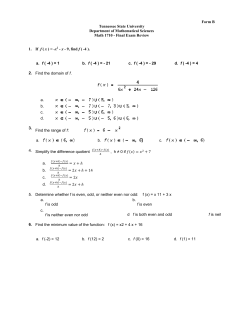 Pre Calculus I Short Form B