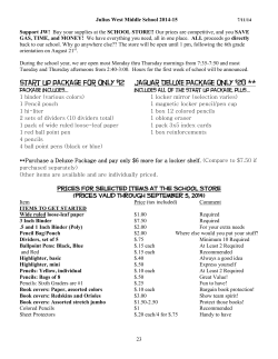 School Store Price List 2014-2015
