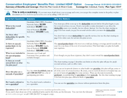 2015 Summary of Benefits and Coverage Limited High Deductible Health Plan