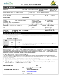 2015 HSA Enrollment Change Form