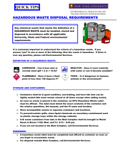 Quick Tips: Hazardous Waste