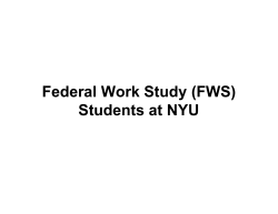 Federal Work Study (FWS) Students at NYU