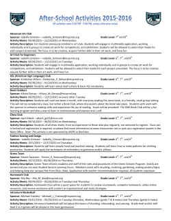 2015-2016 After-School Activities