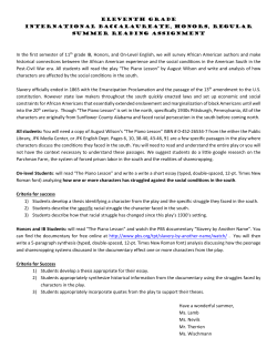 11th Grade Summer Reading - IB, Honors and On-Level