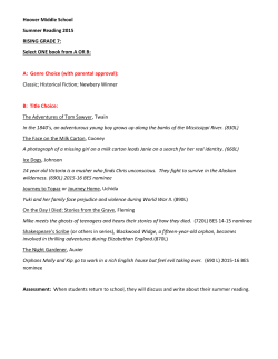7th Grade Summer Reading 2015-2016